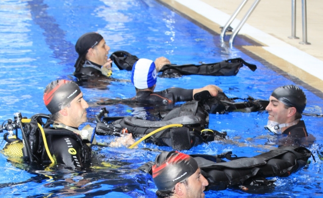  Diving course in the pool 